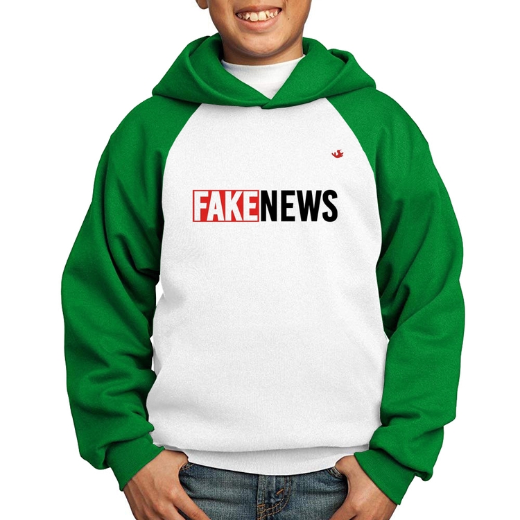 Moletom Infantil Fake News - Branco/Verde