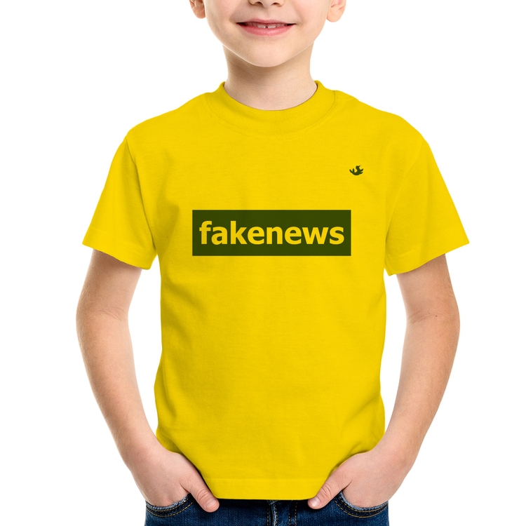 Camiseta Infantil fakenews - Amarela
