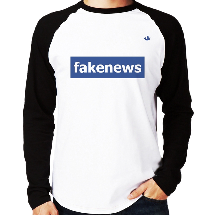 Camiseta Raglan fakenews Manga Longa