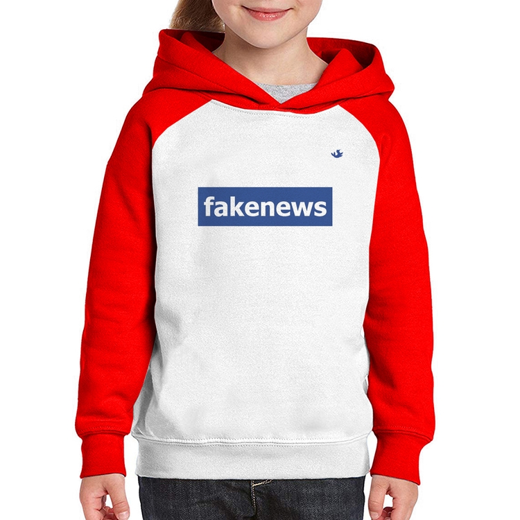 Moletom Infantil fakenews - Branco/Vermelho