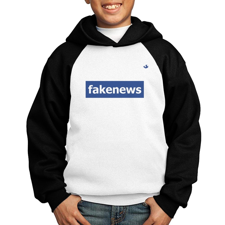 Moletom Infantil fakenews - Branco/Preto