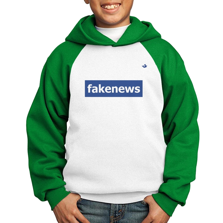 Moletom Infantil fakenews - Branco/Verde