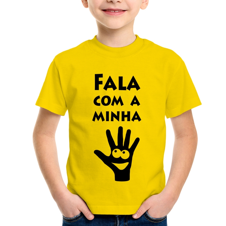 Camiseta Infantil Fala Com a Minha Mão - Amarela