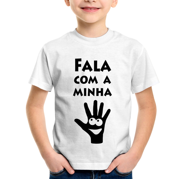 Camiseta Infantil Fala Com a Minha Mão