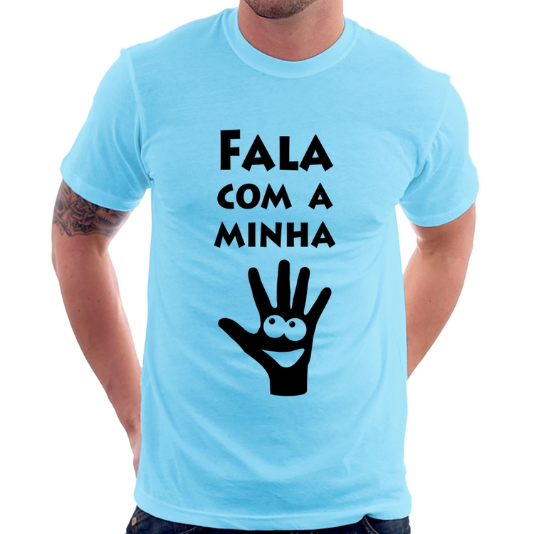 Camiseta Fala Com a Minha Mão - Azul Bebê