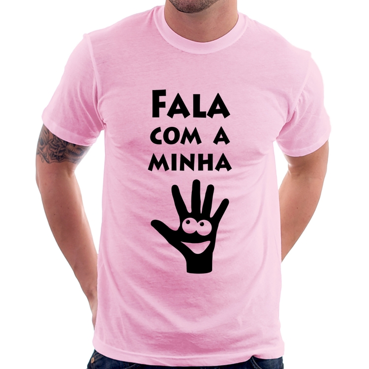 Camiseta Fala Com a Minha Mão - Rosa Bebê