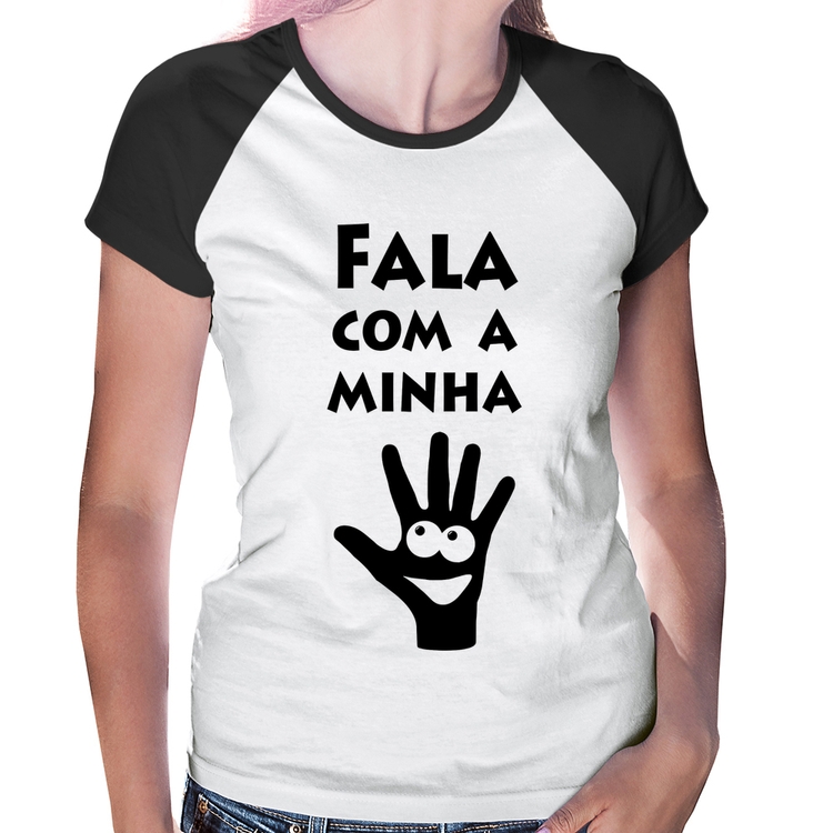 Baby Look Raglan Fala Com a Minha Mão