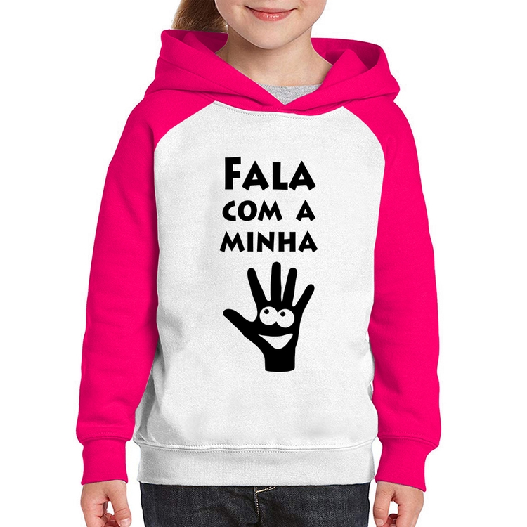 Moletom Infantil Fala Com a Minha Mão - Branco/Rosa