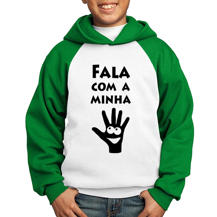 Moletom Infantil Fala Com a Minha Mão - Branco/Verde