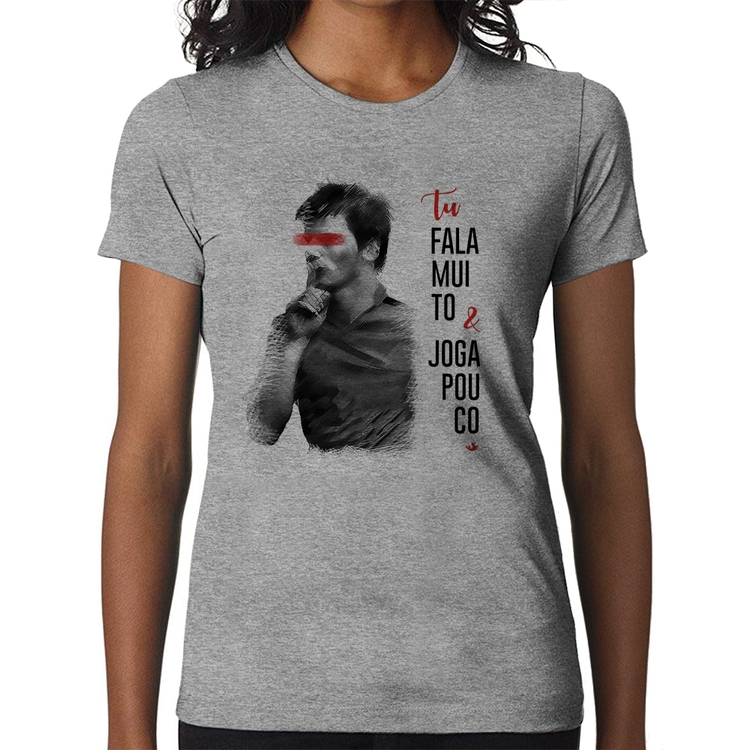 Baby Look Fala muito & Joga pouco - Cinza