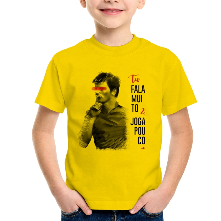 Camiseta Infantil Fala muito & Joga pouco - Amarela