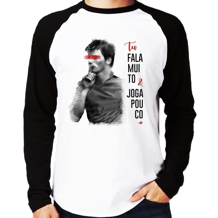 Camiseta Raglan Fala muito & Joga pouco Manga Longa