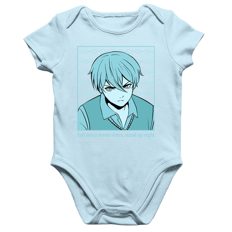 Body Bebê Algodão Fall Down Seven Times, Stand Up Eight - Azul Bebê