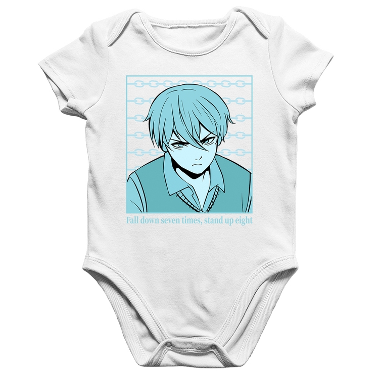 Body Bebê Algodão Fall Down Seven Times, Stand Up Eight - Branco