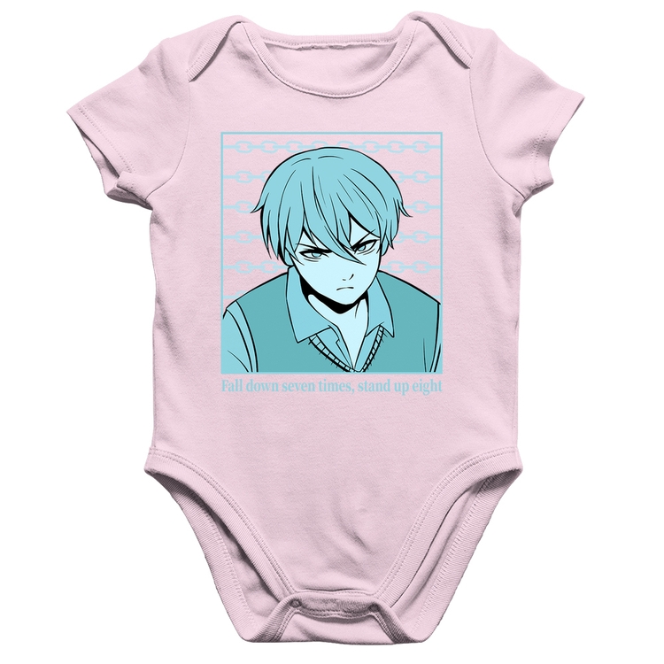 Body Bebê Algodão Fall Down Seven Times, Stand Up Eight - Rosa Bebê