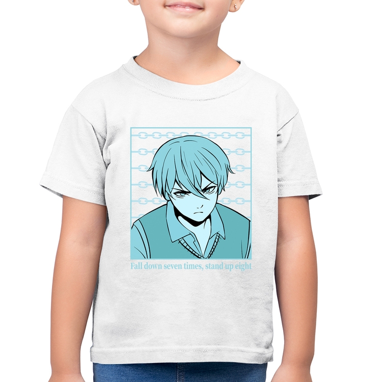 Camiseta Algodão Infantil Fall Down Seven Times, Stand Up Eight - Branca