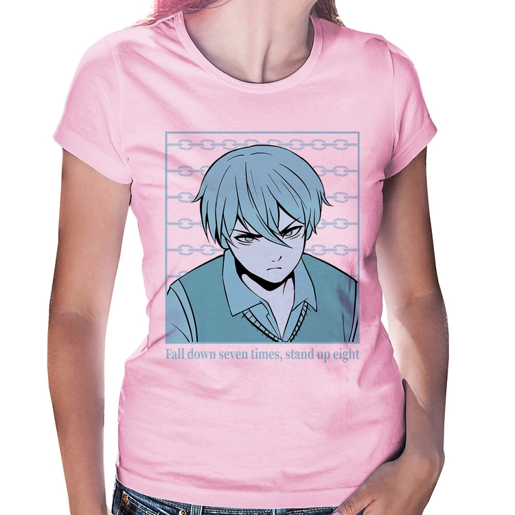 Baby Look Fall Down Seven Times, Stand Up Eight - Rosa Bebê