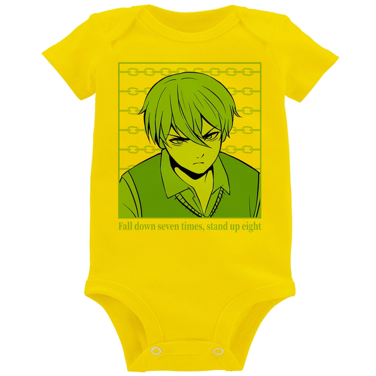 Body Bebê Fall Down Seven Times, Stand Up Eight - Amarelo