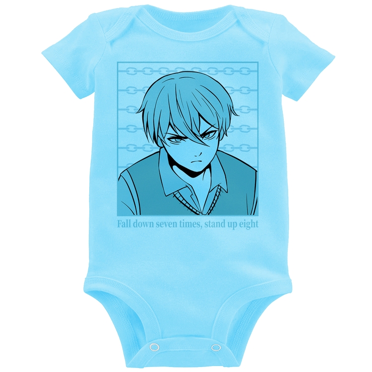 Body Bebê Fall Down Seven Times, Stand Up Eight - Azul Bebê