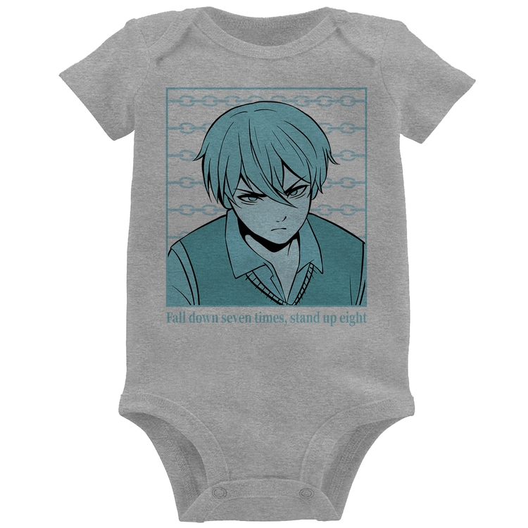 Body Bebê Fall Down Seven Times, Stand Up Eight - Cinza