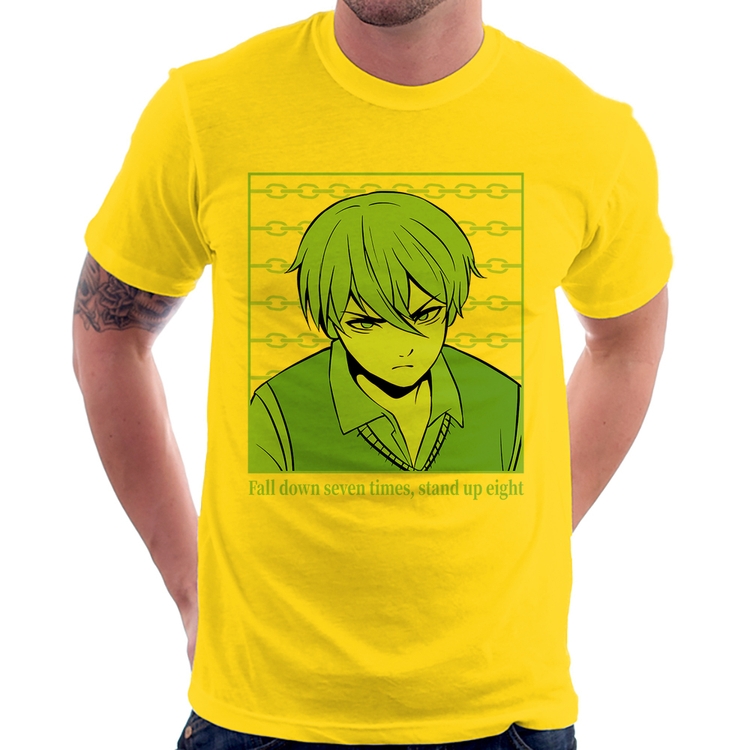Camiseta Fall Down Seven Times, Stand Up Eight - Amarela