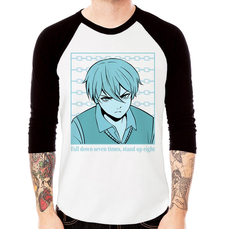 Camiseta Raglan Fall Down Seven Times, Stand Up Eight Manga 3/4