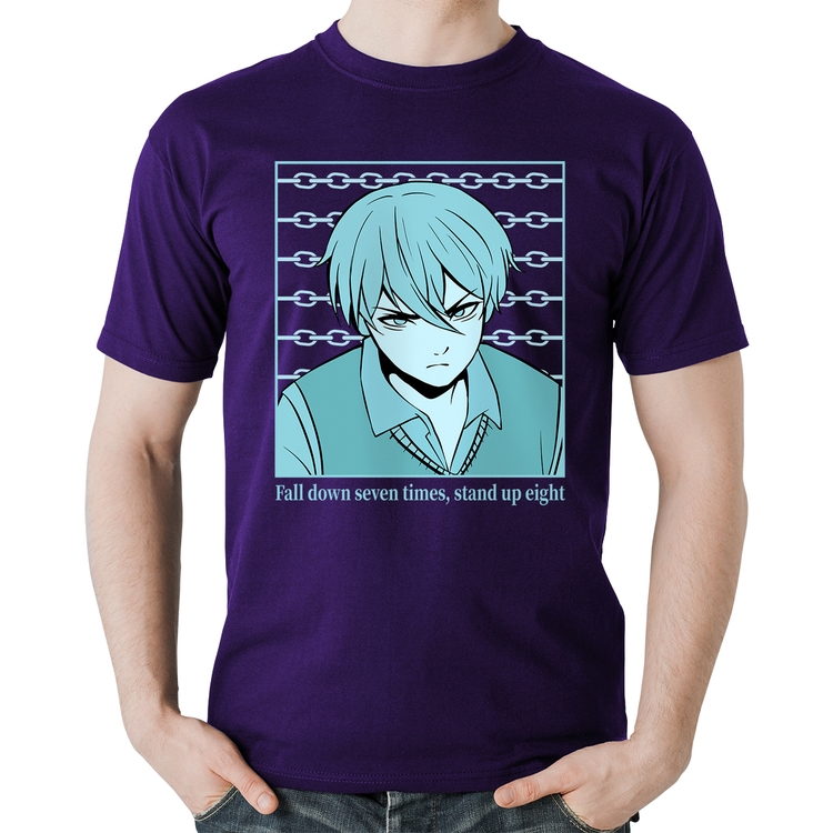 Camiseta Algodão Fall Down Seven Times, Stand Up Eight - Roxa