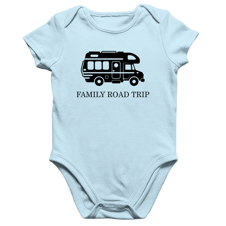 Body Bebê Algodão Family Road Trip Motorhome - Azul Bebê