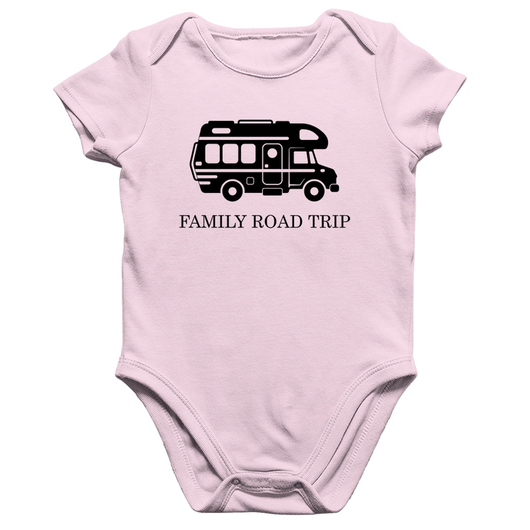 Body Bebê Algodão Family Road Trip Motorhome - Rosa Bebê