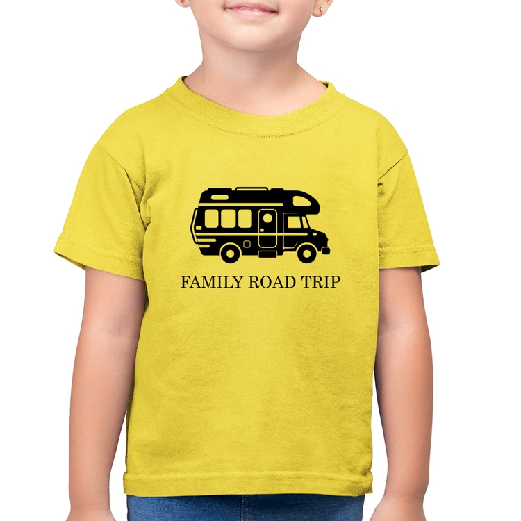Camiseta Algodão Infantil Family Road Trip Motorhome - Amarelo Canário