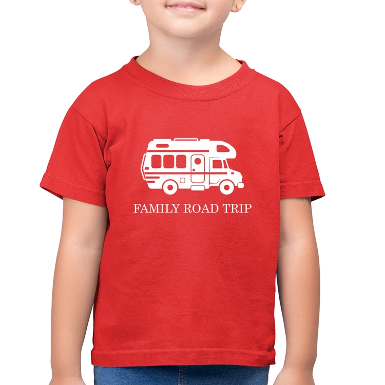 Camiseta Algodão Infantil Family Road Trip Motorhome - Vermelha