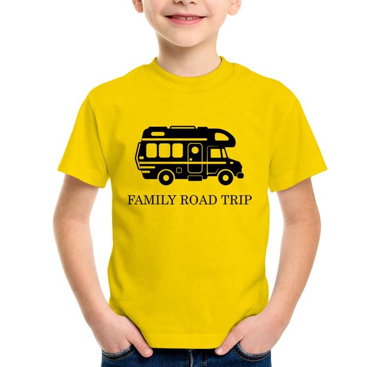 Camiseta Infantil Family Road Trip Motorhome - Amarela