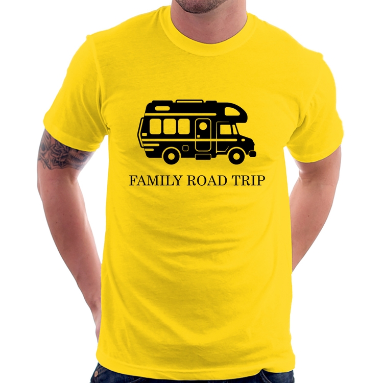 Camiseta Family Road Trip Motorhome - Amarela
