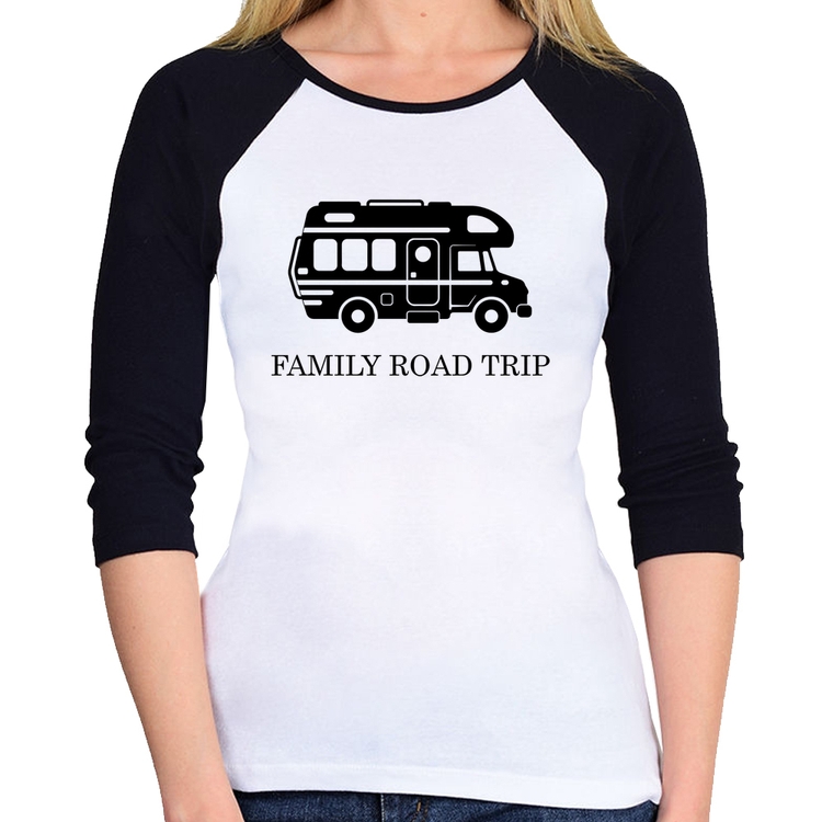 Baby Look Raglan Family Road Trip Motorhome Manga 3/4