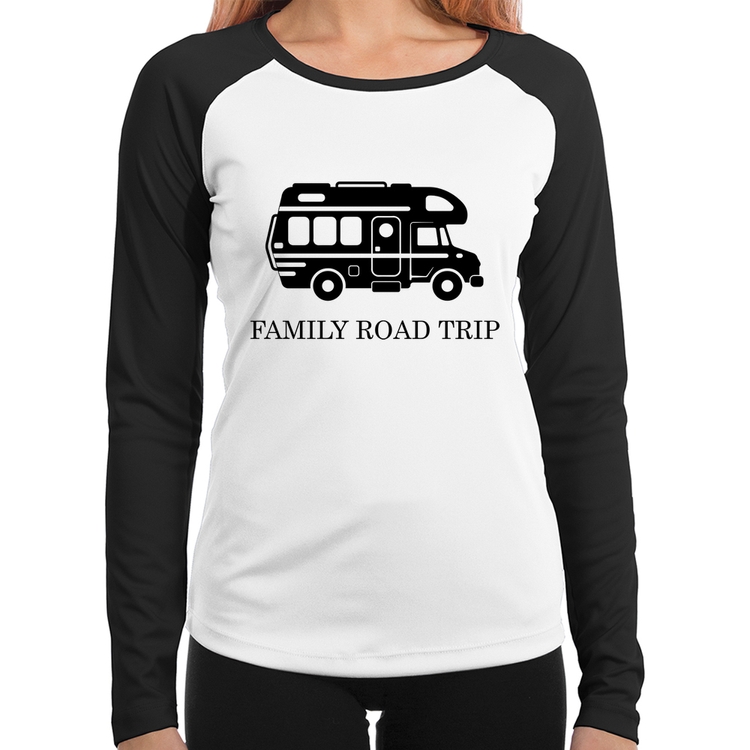 Baby Look Raglan Family Road Trip Motorhome Manga Longa