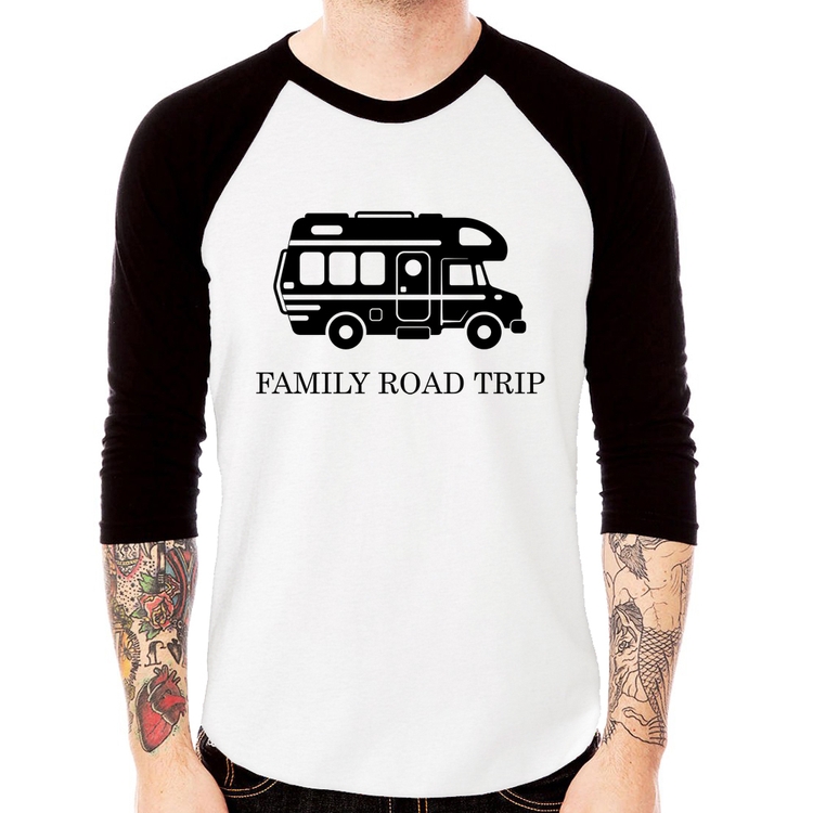 Camiseta Raglan Family Road Trip Motorhome Manga 3/4