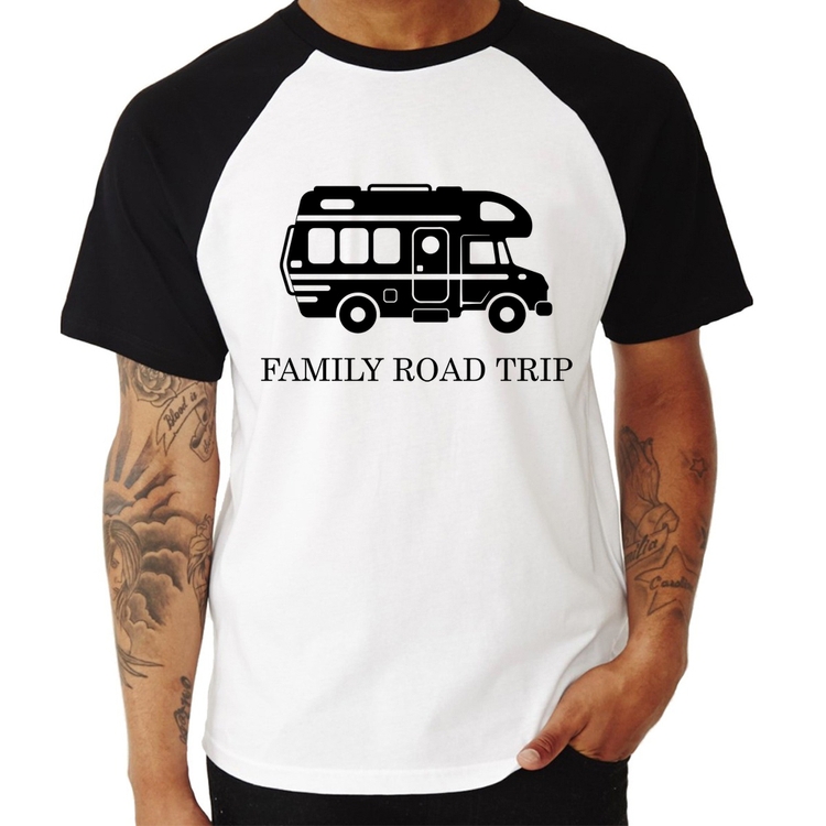 Camiseta Raglan Family Road Trip Motorhome