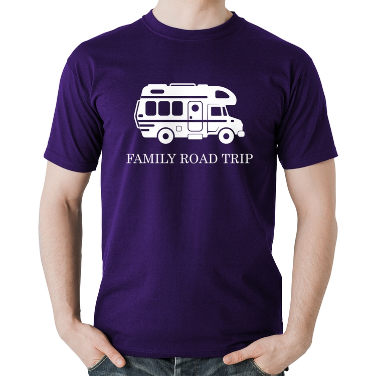 Camiseta Algodão Family Road Trip Motorhome - Roxa