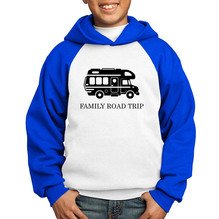 Moletom Infantil Family Road Trip Motorhome - Branco/Azul
