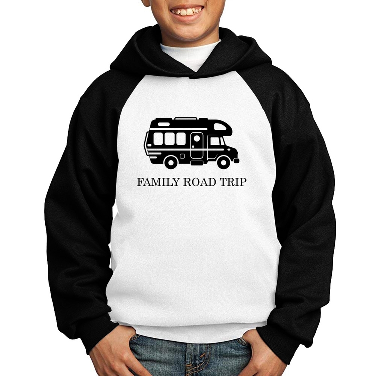 Moletom Infantil Family Road Trip Motorhome - Branco/Preto