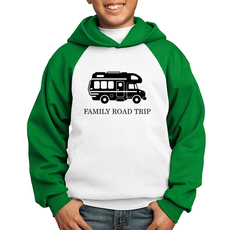 Moletom Infantil Family Road Trip Motorhome - Branco/Verde
