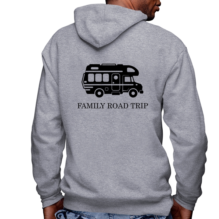 Blusa Moletom Family Road Trip Motorhome Masculina com Capuz e Zíper - Mescla