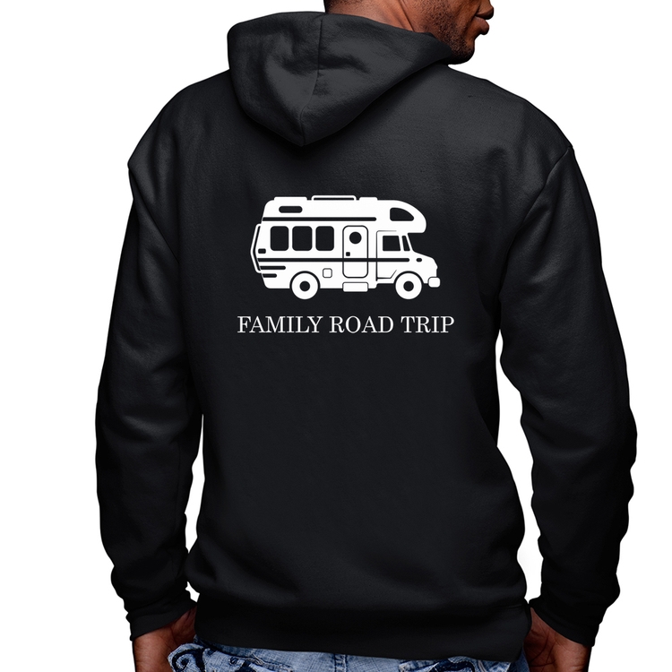Blusa Moletom Family Road Trip Motorhome Masculina com Capuz e Zíper