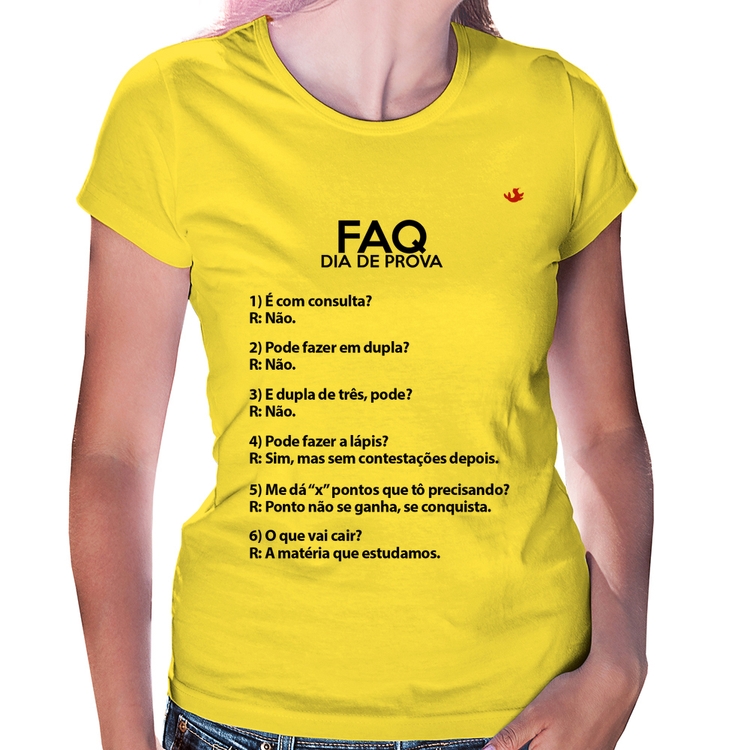 Baby Look FAQ Dia de Prova - Amarela