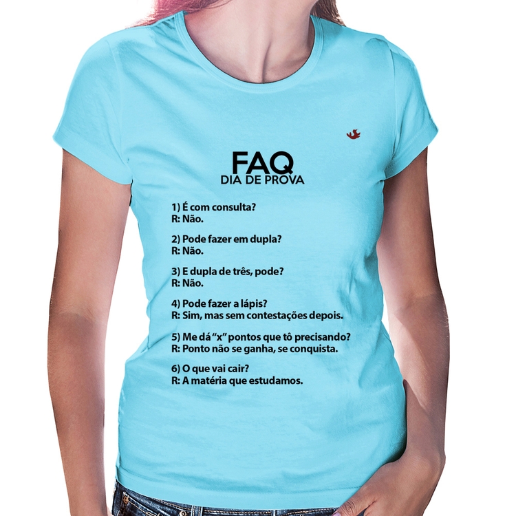 Baby Look FAQ Dia de Prova - Azul Bebê