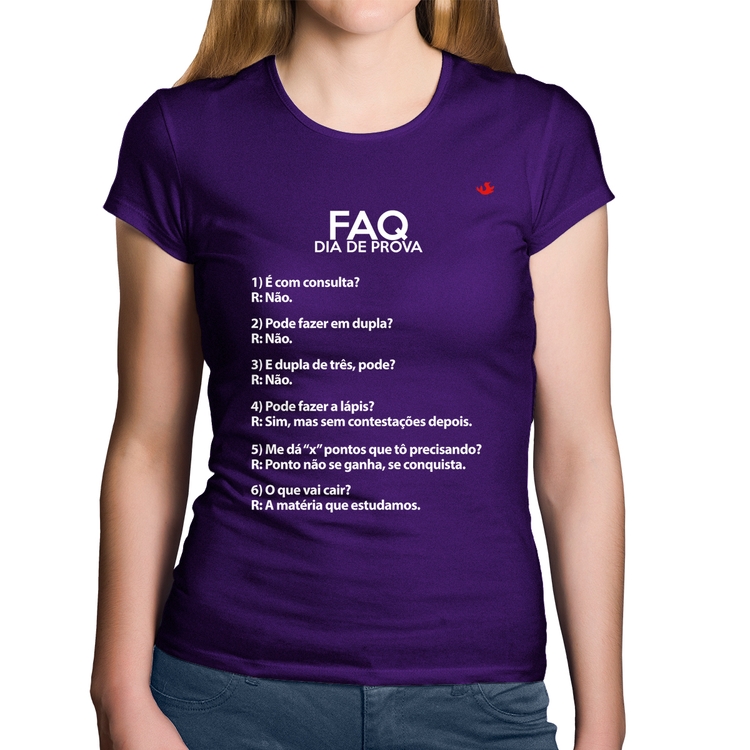 Baby Look Algodão FAQ Dia de Prova - Roxa