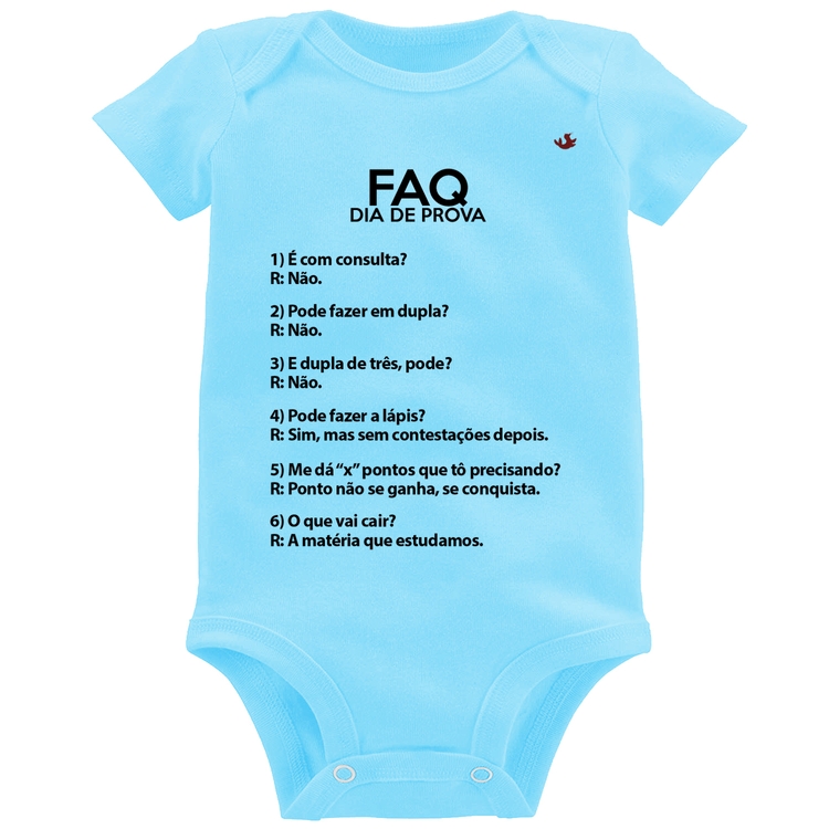 Body Bebê FAQ Dia de Prova - Azul Bebê