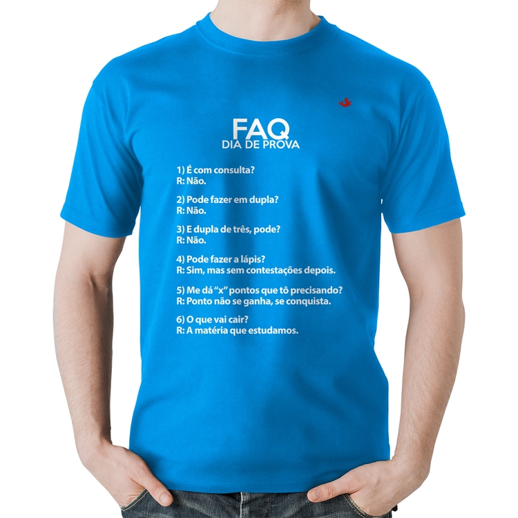 Camiseta Algodão FAQ Dia de Prova - Azul