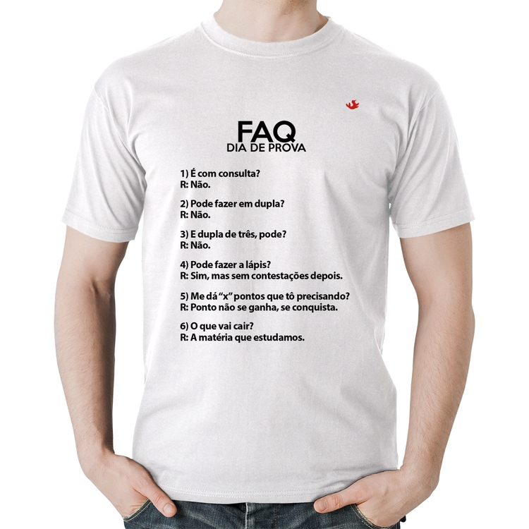 Camiseta Algodão FAQ Dia de Prova - Branca