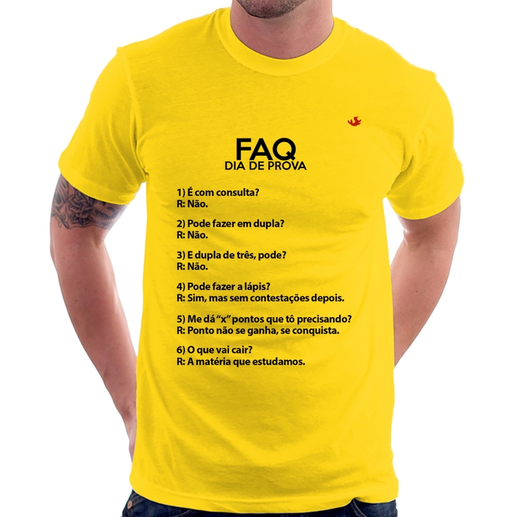 Camiseta FAQ Dia de Prova - Amarela
